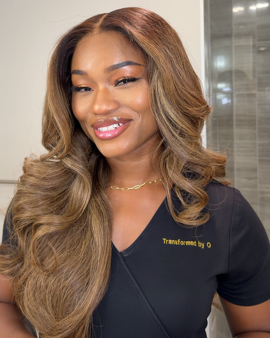 Dark Brown Caramel Highlights HD Wig